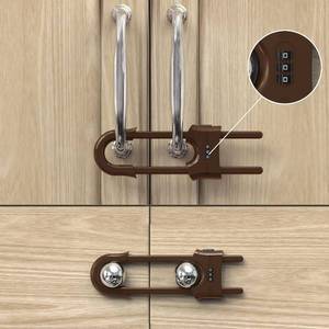 lot 6246 image: 4 Pack Child Proof Sliding Cabinet Door Locks - U-Shaped Latches for Drawers