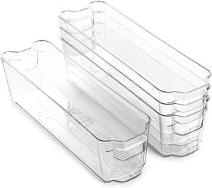 lot 6252 image: BINO Stackable Storage Bins, Small - 4 Pack  The Stacker  Clear BPA-Free