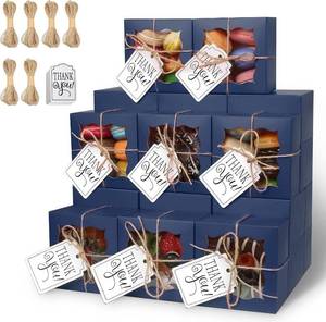 lot 6258 image: KPOSIYA 60pcs Small Cookie Boxes with Window, 4x4x2.5 Blue Bakery Box