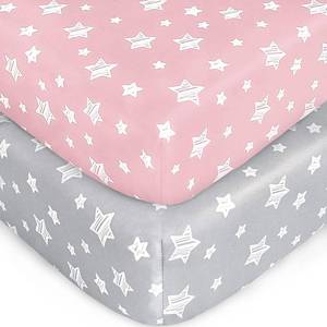 lot 6260 image: Crib Sheets for Girls 2 Pack, Fitted Crib Sheet