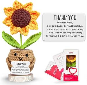 lot 6317 image: Gossby Sunflower Crochet Doll with Card - Thank You Listening Gift