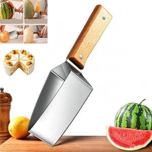 lot 6320 image: Triangle Watermelon Cutter Stainless Steel Slicer with Wooden Handle