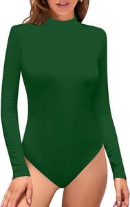 lot 6323 image: SHEIUGU Womens Mock Turtle Neck Bodysuit Slim Fit Stretchy XL