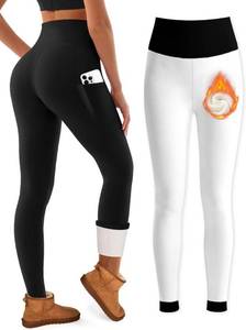 lot 6365 image: Bluemaple Fleece-Lined Leggings High-Waisted Tummy Control Warm Pants XXL