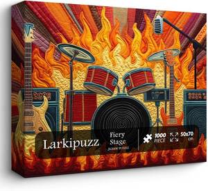 lot 6405 image: Guitar Puzzles for Adults 1000-Piece Jigsaw by Larkipuzz, Stage Rainbow Art