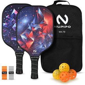 lot 6427 image: niupipo Pickleball Paddles Set (24) USAPA-Approved Fiberglass Paddles Balls