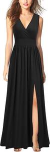 lot 6436 image: WOOSEA Women Sleeveless V-Neck Split Maxi Casual Dress Navy XL