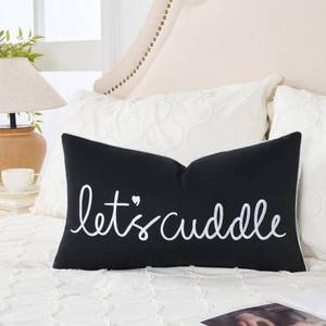 lot 6443 image: Sanmetex Lets Cuddle Lumbar Pillow Cover 12x20 Inch Black