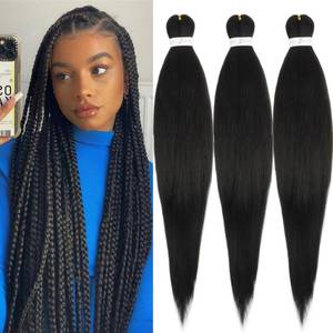 lot 6441 image: Pre Stretched Braiding Hair Extensions, 3 Packs, 30-Inch Black for Women
