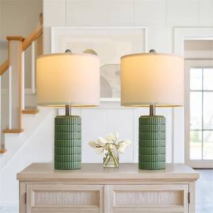 PoKat 20.75in Small Modern Ceramic Table Lamps Set of 2 - Green