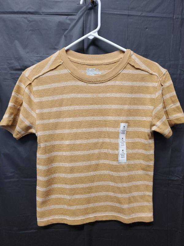 lot 71299 image: Boys Brown and White Striped Short Sleeve T-Shirt ( Size M) - Retail $10