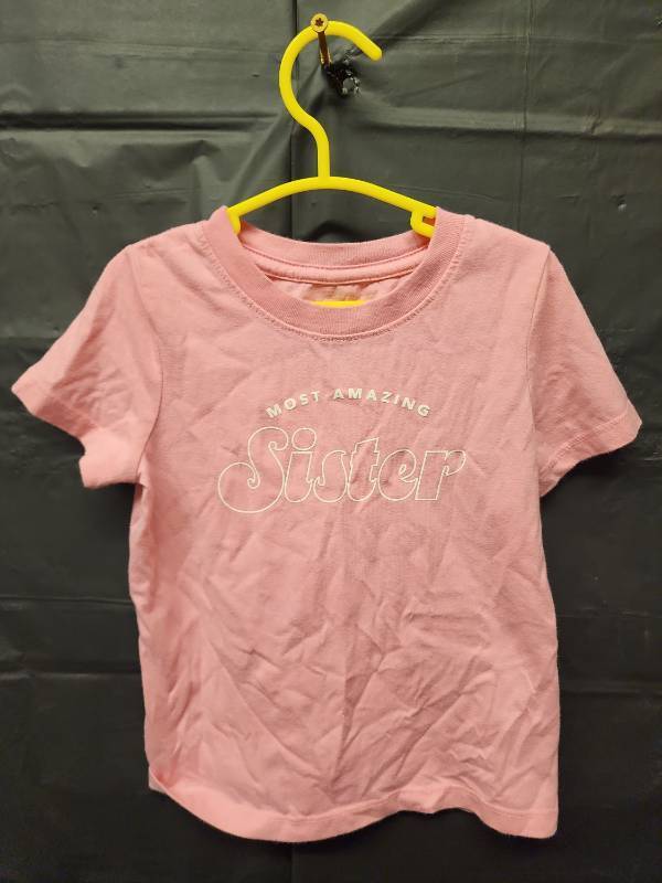 lot 71311 image: Cat&Jack, Girls Pink Most Amazing Sister T-Shirt (Size 3T) - Retail $8