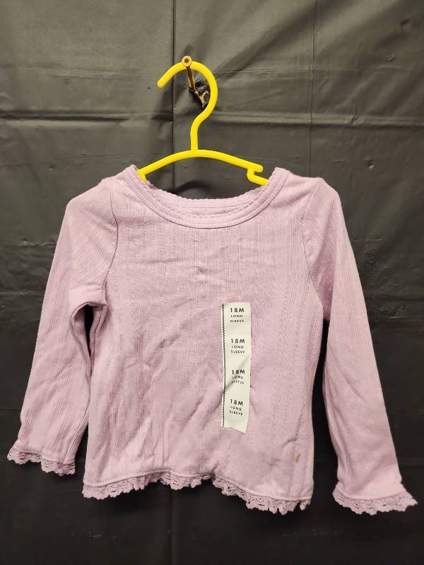 lot 71316 image: Cat & Jack Pink Ribbed Long Sleeve Top (Size 18M) - Retail $10