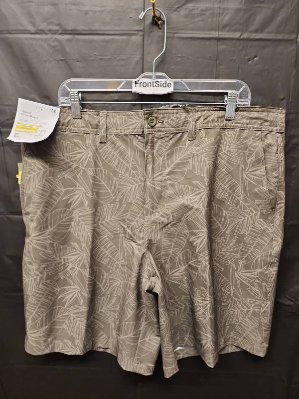 lot 71341 image: Goodfellow & Co. Mens Olive Palm Leaf Print Hybrid Swim Shorts (Size 38) - Retail $35