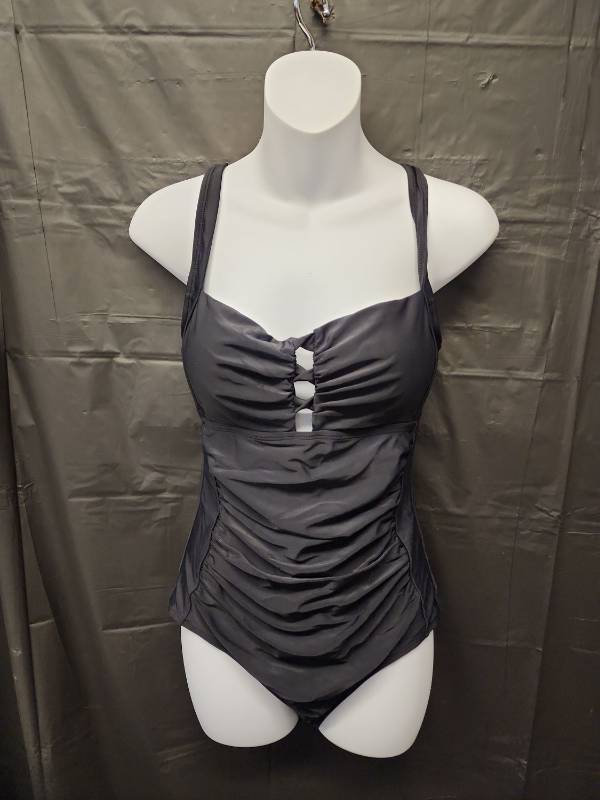 lot 71353 image: CupShe, Black One-Piece Swimsuit with Ruched Detail (Size M) - Retail $20