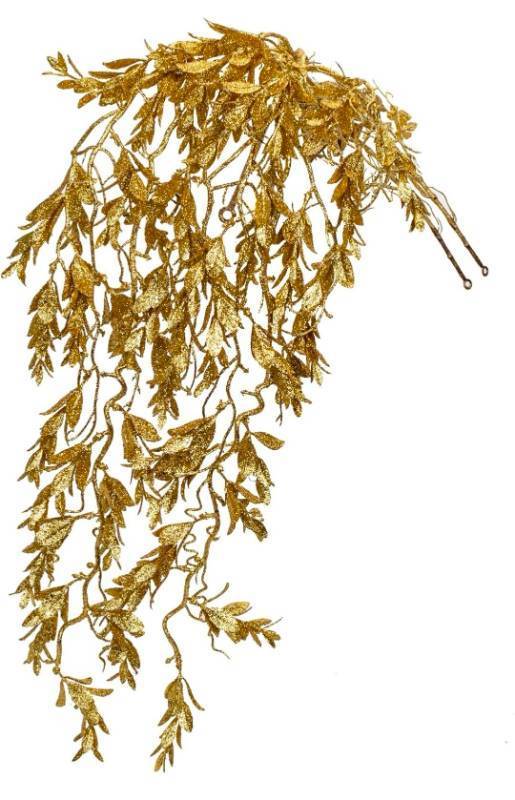 lot 70850 image: Gold Glitter Artificial Hanging Plant Christmas Decorations - Retail $15