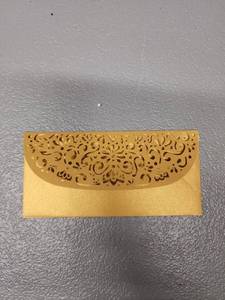 lot 70971 image: Gold Laser Cut Floral Wedding Invitation Envelope (3inX7in) pk35 - Retail $10
