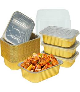 lot 70981 image: 40 Pack 1.5 LB 7.2�5�1.8 Aluminum Pans with Lids Heavy Duty, 25 Ounce Aluminum Food Containers Disposable Tin Foil Pans with Lids for Baking, Meal Prep, Freezer, Heating and Takeout - Retail $25