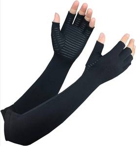 lot 71005 image: Copper Long Arthritis Gloves,Long Wrist Compression Arm Sleeve Carpal Tunnel Gloves, Fingerless Hand Compression Gloves for Men Women Computer Typing, RSI, Support Hands Wrist &Arms - 1 PAIR (Large) - Retail $15