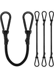 lot 71016 image: RUGTOL Black Bungee Cords with Carabiner Hooks - Retail $20