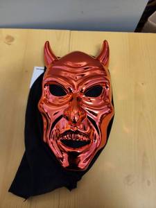 lot 71035 image: Red Devil Horned Mask with Black Fabric Hood 2pairs - Retail $10
