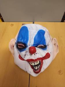lot 71041 image: Clown Face Mask with Blue Eyes Red Nose and Mouth - Retail $8