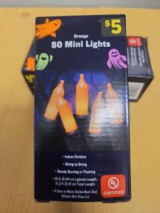lot 71043 image: Orange 50 Mini Lights String 10 ft Lighted Length 11.2 ft Total - Retail $10