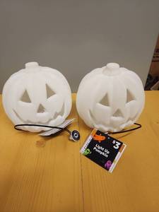 lot 71054 image: Light Up Velvet Pumpkin 2-Pack Halloween Decorations - Retail $6
