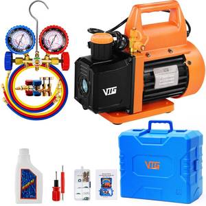 lot 1055 image: VTG VOGTEN 4.5 CFM AC Vacuum Pump and Gauge Set,AC Vacuum Pump Kit