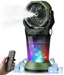 lot 1059 image: Portable Misting Fan with Remote, 2L Water Tank & 2 Spray Modes, 30000mAh Rechargeable Outdoor Cooling Fan, 4 Wind Speeds, 3 Timers, 120° Oscillation, RGB Lights & Flashlight for Camping Beach Patio