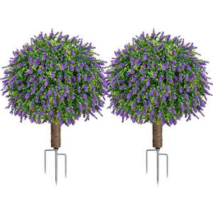 lot 1073 image: LuceAlberi 24.7 Artificial Boxwood Topiary Ball Trees with Lavender
