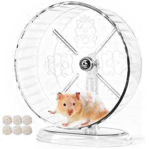 lot 1080 image: Acsist Silent Hamster Exercise Wheel,9.5 Inch Quiet Spinner Syrian Hamster Running Wheel,Silent Wheels with Anti-Skid & Adjustable Stand for Rats, or Other Small Pets,Transparent