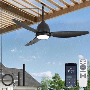 lot 1081 image: Fanbulous 42 Outdoor Ceiling Fan with Lights,Plug in Hanging IP65 Black