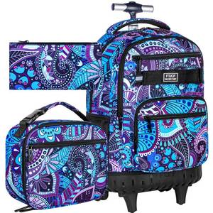 lot 1083 image: AGSDON Rolling Backpack for Girls, Women Roller Wheels Bookbag, Laptop Flower Wheeled School Bag with Wheels for Teens