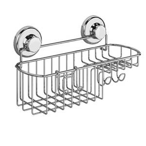 lot 1088 image: HASKO Shower Caddy Suction Cup, Shower Shelf with Soap Dish and Hooks Organizer, Suction Bathroom Shelf for Storage, Wall Mounted Basket (Polished Stainless Steel SS304)