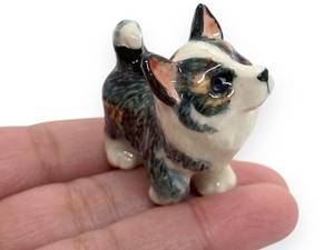lot 2060 image: WitnyStore � Black Stand Corgi Herding Dog Figurine - Miniature Hand Made Painted Ceramic Dogs Puppy Porcelain Decorative Collectible Figures D�cor Gifts for Adult Collectors