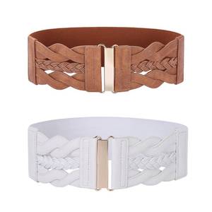 lot 2085 image: GRACE KARIN Wide Belts for Women Elastic Waist Belt White Brown S
