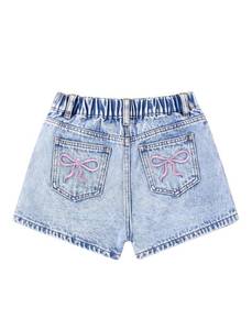 lot 2096 image: oyyniis Jean Shorts for Teen Girls Bow Embroidered Distressed Frayed High Waist Denim Shorts 2000 Size 14-16