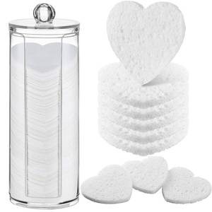 lot 2105 image: Sieral 120 Pcs Compressed Facial Sponges, Heart, White