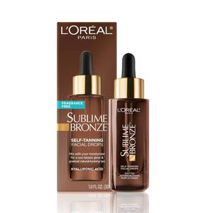 lot 2113 image: LOreal Paris Sublime Bronze Self Tanning Facial Drops with Hyaluronic Acid, Gradual Tan, Fragrance-Free, 1 fl. Oz