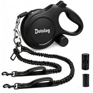 lot 2122 image: Dotolog Retractable Dog Leash, 26ft Retractable Lead with Bungee Leads for 2 Dogs, Double Leash with Dog Safety Harness Buckle, Extendable Lead 8m for Medium Large Dogs (Black, 8m)