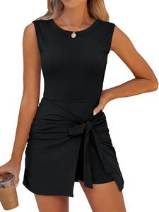lot 2124 image: Caracilia Women Summer Sleeveless Romper Mini Dresses Built in Shorts Black