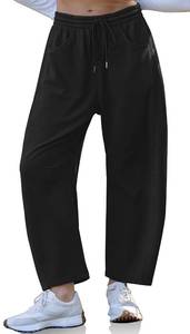 lot 2126 image: TARSE Womens Barrel Sweatpants Wide Leg Loose Casual Lounge Pants Black 2XL
