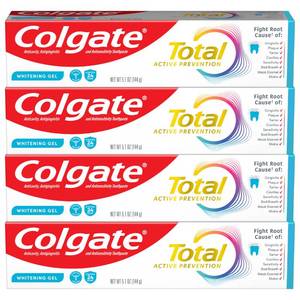 lot 2132 image: Colgate Total Whitening Toothpaste Gel with Fluoride, Bulk 4 Pack, 5.1 oz