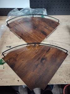 lot 2135 image: Corner shelves for kitchen wooden two pack