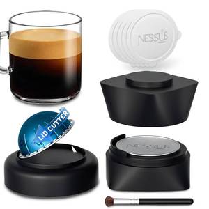 lot 2147 image: NESSUS Refill Kit for Reusable Nespresso Vertuo Pods, Lid Quick Opener for Original Seal, 50PCS Aluminum Foil Lids, Tamp & Press Refillable Vertuo Capsules Holder and Brush
