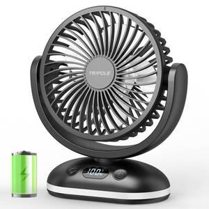 lot 2185 image: TriPole Portable Desk Fan Small Quiet, Rechargeable Mini Fan with LED Light