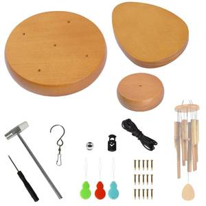 lot 2187 image: Wind Chime Replacement Parts, 28 PCS Windchime Repair Kit Including Round Top, Clapper, Wind Catcher, 16.4FT Nylon Cord, DIY Wind Chime Supplies (Yellow, 3.15)