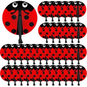 lot 2188 image: Taiyin 24 Pcs Ladybug Paper Fans Party Supplies Baby Shower Birthday Gifts