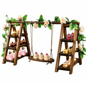 lot 5002 image: Limengya Wooden 3-Tier Swing Cupcake Stand